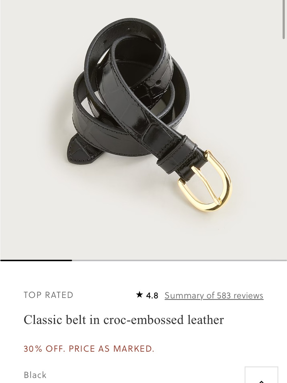J. Crew Dark Brown Croc-Embossed Leather Belt with Gold Buckle - Picture 4 of 4